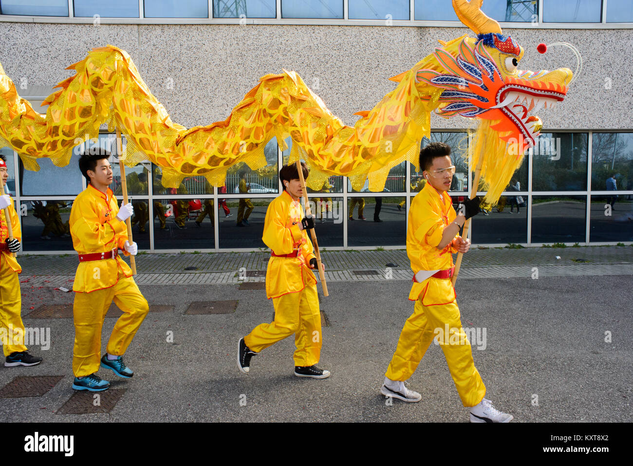 Celebrazioni per il nuovo anno cinese 2015 a Prato, Italia Foto Stock