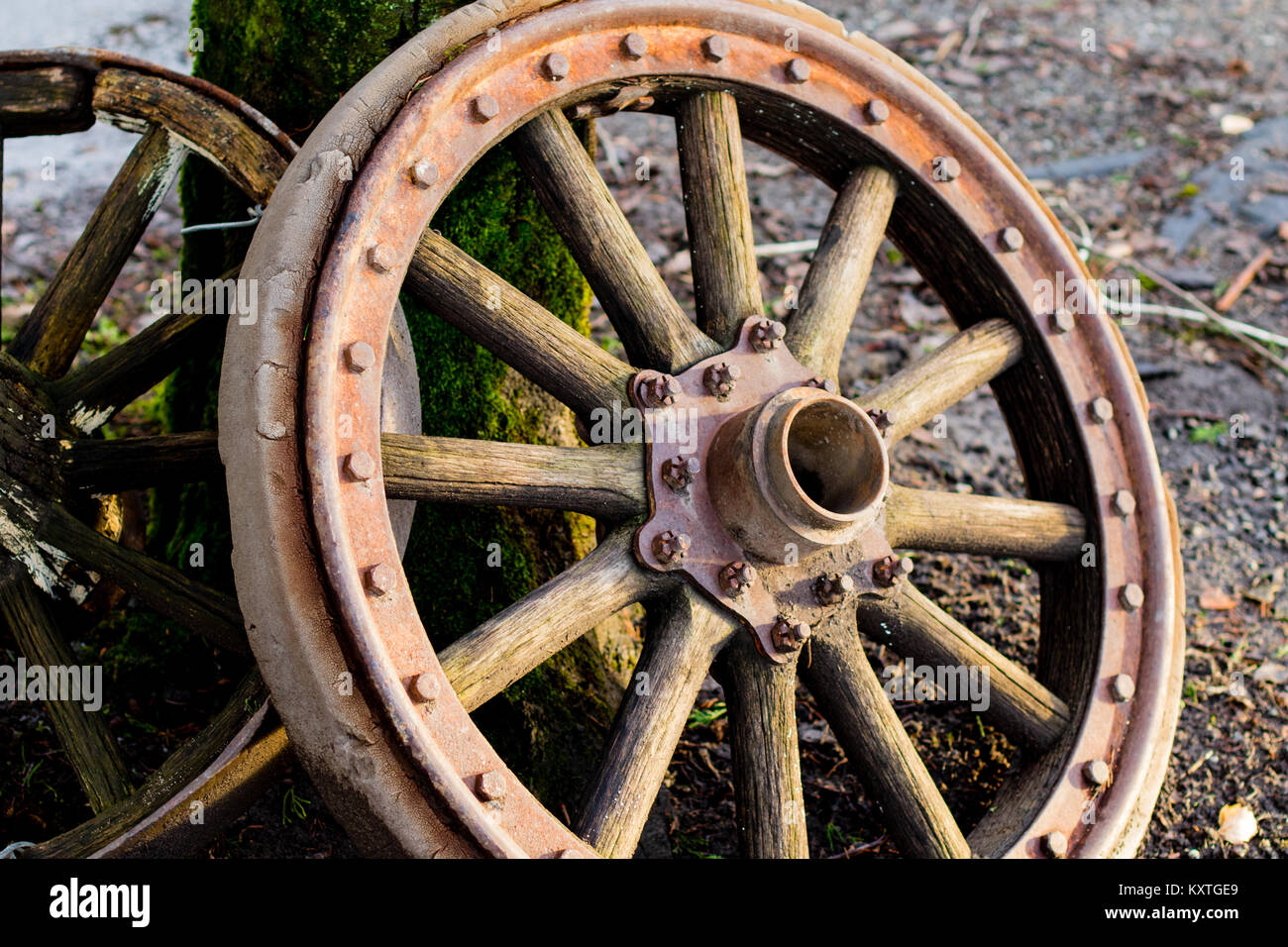 Vecchio Carro spiovente del mozzo della ruota. Foto Stock