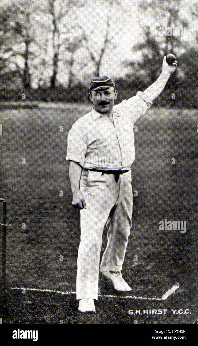 G H Hirst, (1871-1954) Yorkshire e Inghilterra Cricketer. Un popolare lettore, pullman e personalità dello sport Foto Stock
