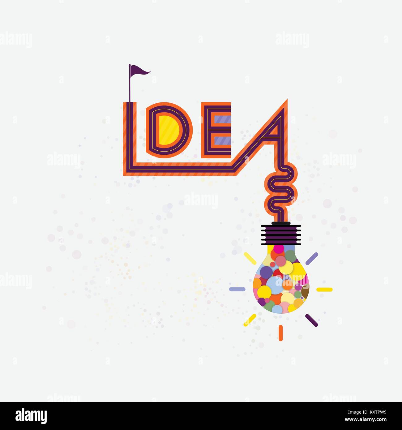 Colorato icona della lampadina e la creatività idea sign.moderno design tipografia.design creativo per la grafica a parete, tipografica poster, pubblicità, web d Illustrazione Vettoriale
