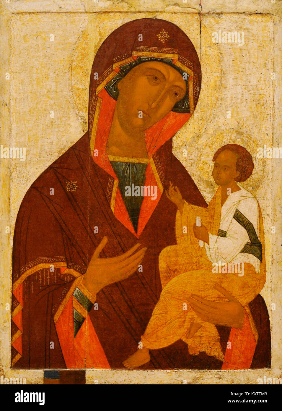 Madre di Dio Gruzinskaya. Icona russa. Novgorod scuola. Prima metà del XVI secolo. Galleria Nazionale. Oslo. La Norvegia. Foto Stock