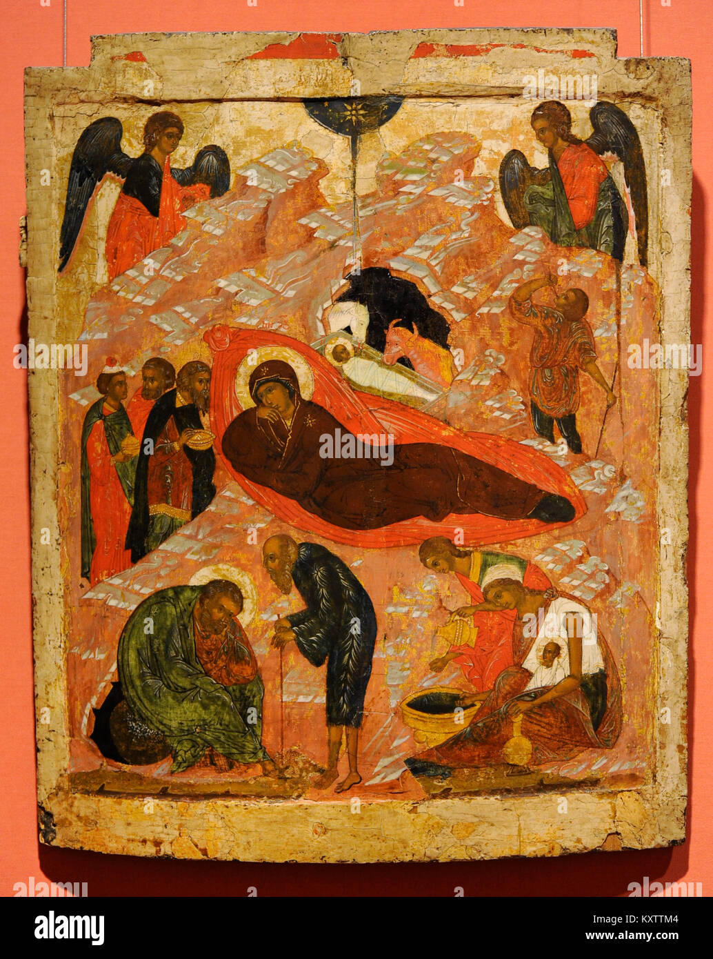 La natività. Icona russa. Il XVI secolo. Galleria Nazionale. Oslo. La Norvegia. Foto Stock