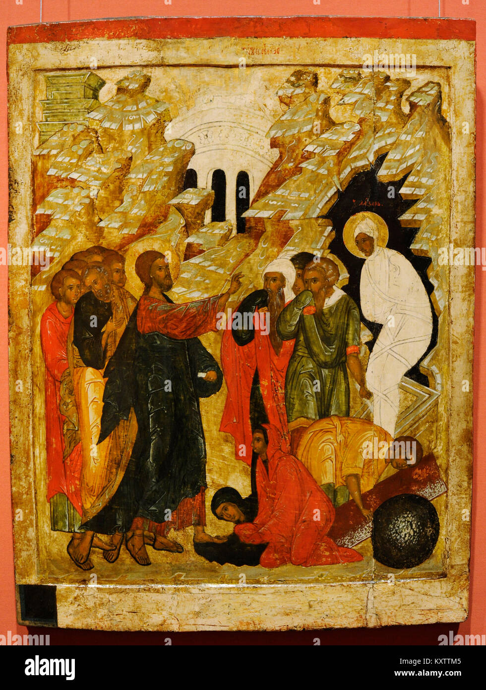 Ressurrection di Lazzaro. Icona russa. Il XVI secolo. Galleria Nazionale. Oslo. La Norvegia. Foto Stock
