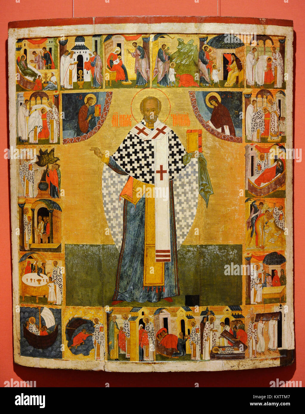 San Nicola di Zaraisk. Icona russa. Novgorod scuola. Prima metà del XVI secolo. Galleria Nazionale. Oslo. La Norvegia. Foto Stock