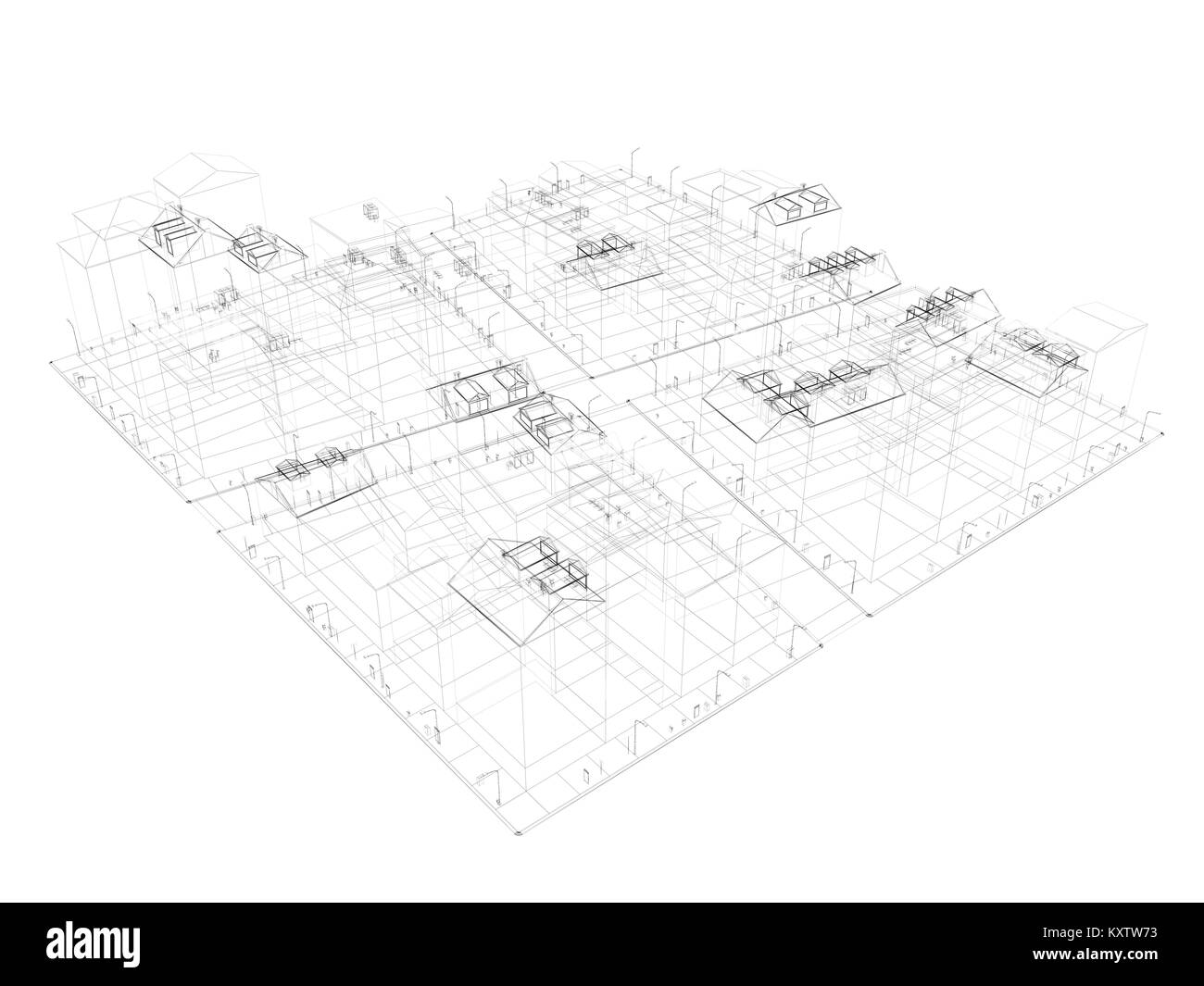 Disegno del trimestre 3D render Foto Stock