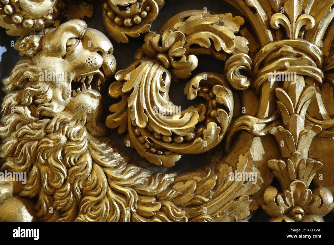 La scultura del Leone d'oro del periodo barocco Foto Stock