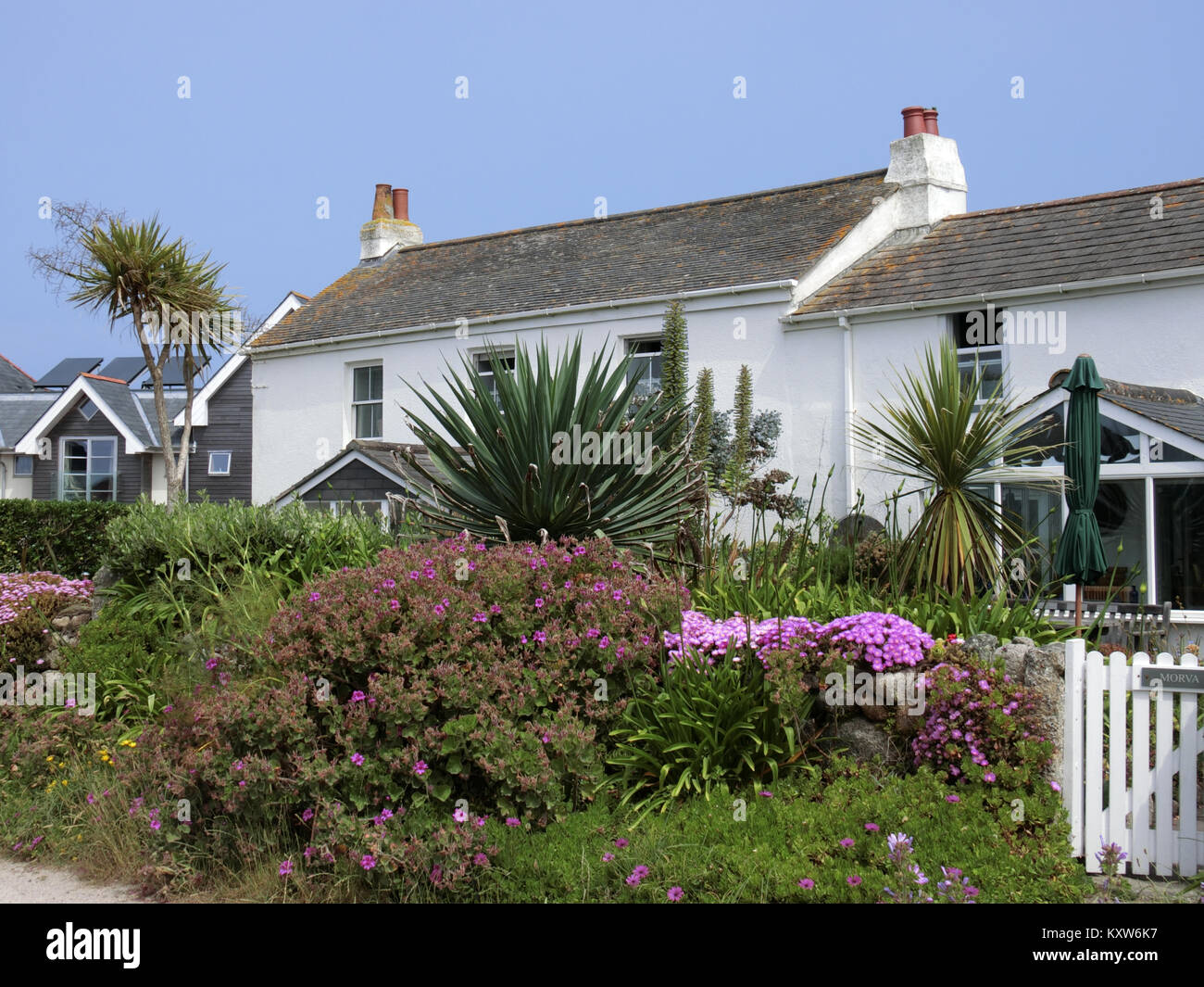Hugh Town, St Marys, isole Scilly, Cornwall, Inghilterra, Regno Unito in giugno Foto Stock