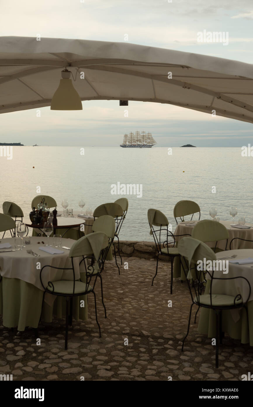 Istria, terrazza ristorante, Croazia. Foto Stock