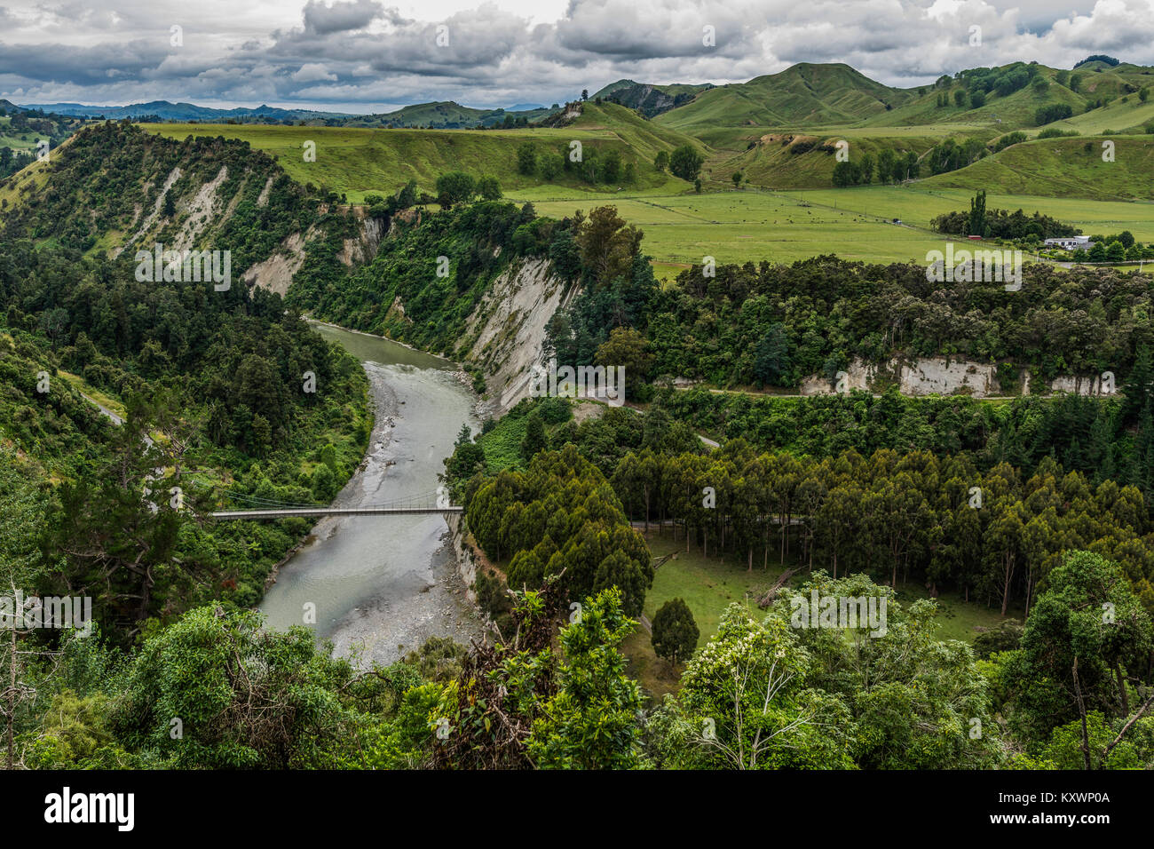 Capanna rosso Bridge, Otukou, Waikato, Nuova Zelanda Foto Stock