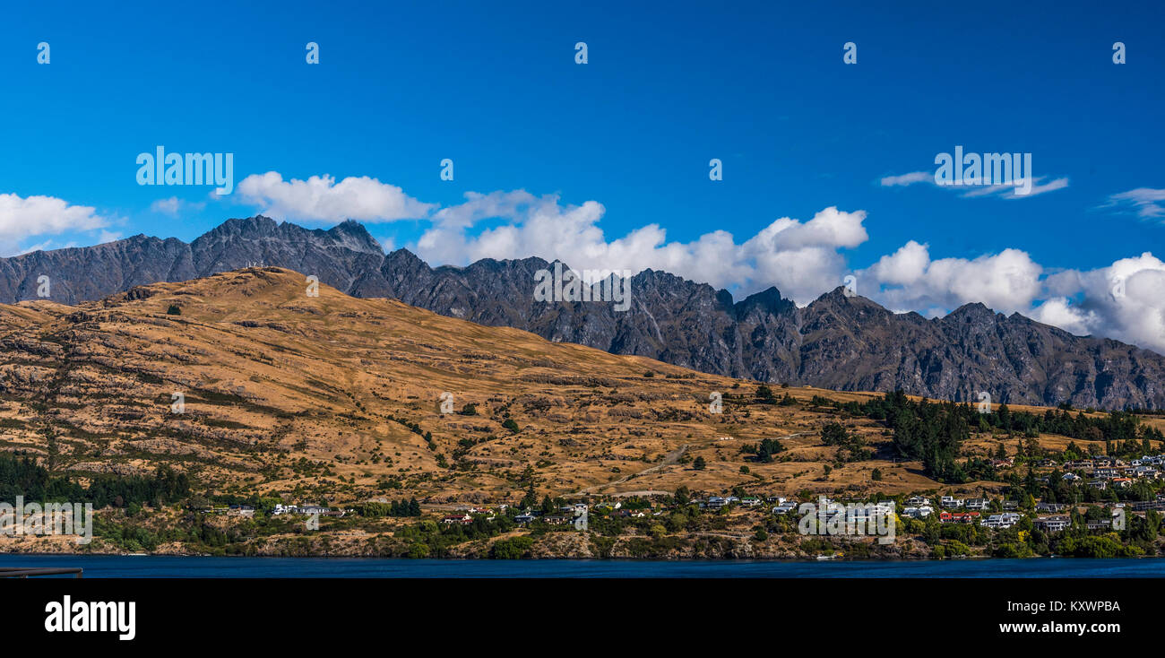 Frankton Riserva del Lago Wakatipu e della Remarcables, Queenstown, New Zealand Nuova Zelanda Foto Stock