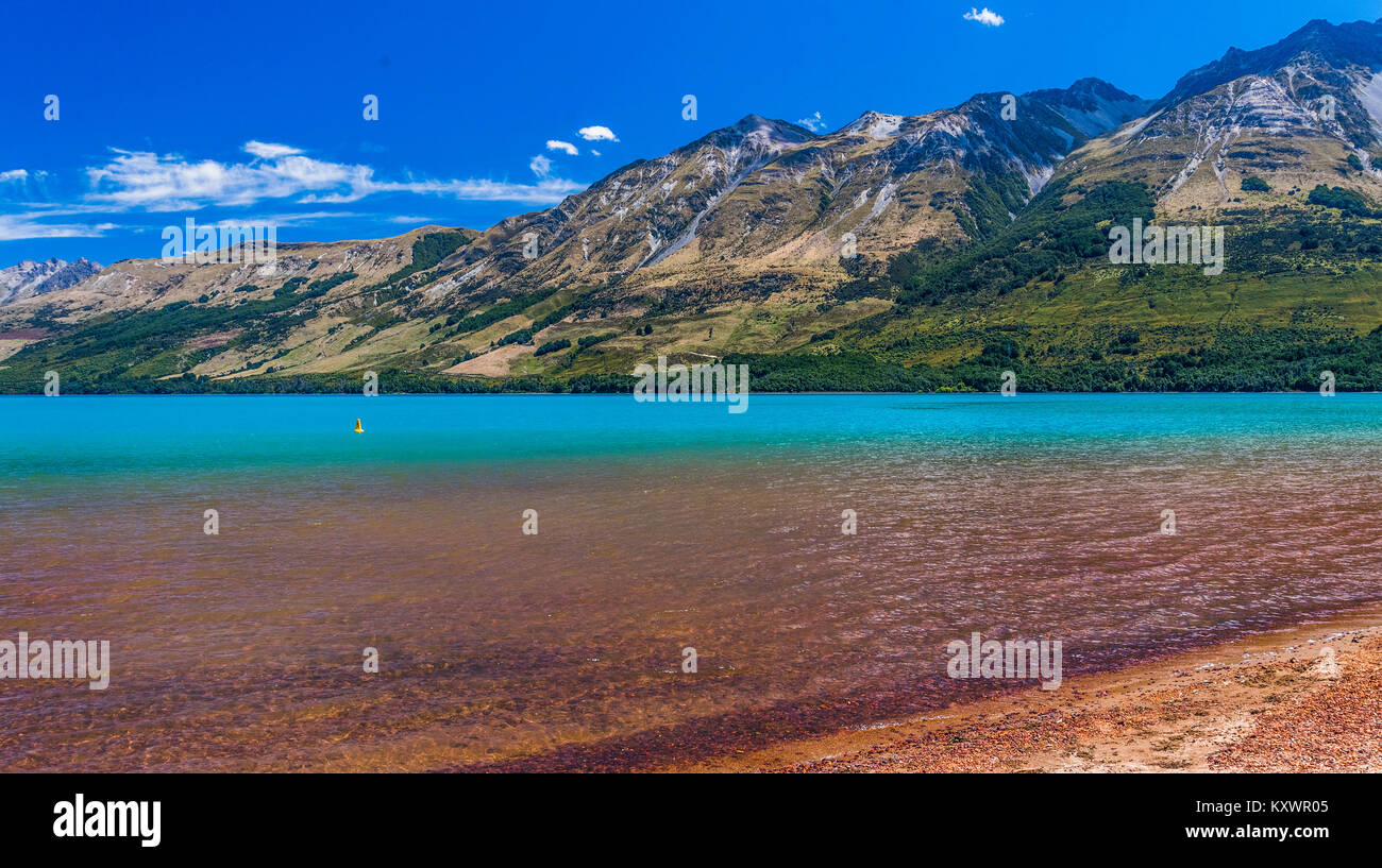 Il lago di Wakatipu a Glenorchy, Nuova Zelanda Foto Stock
