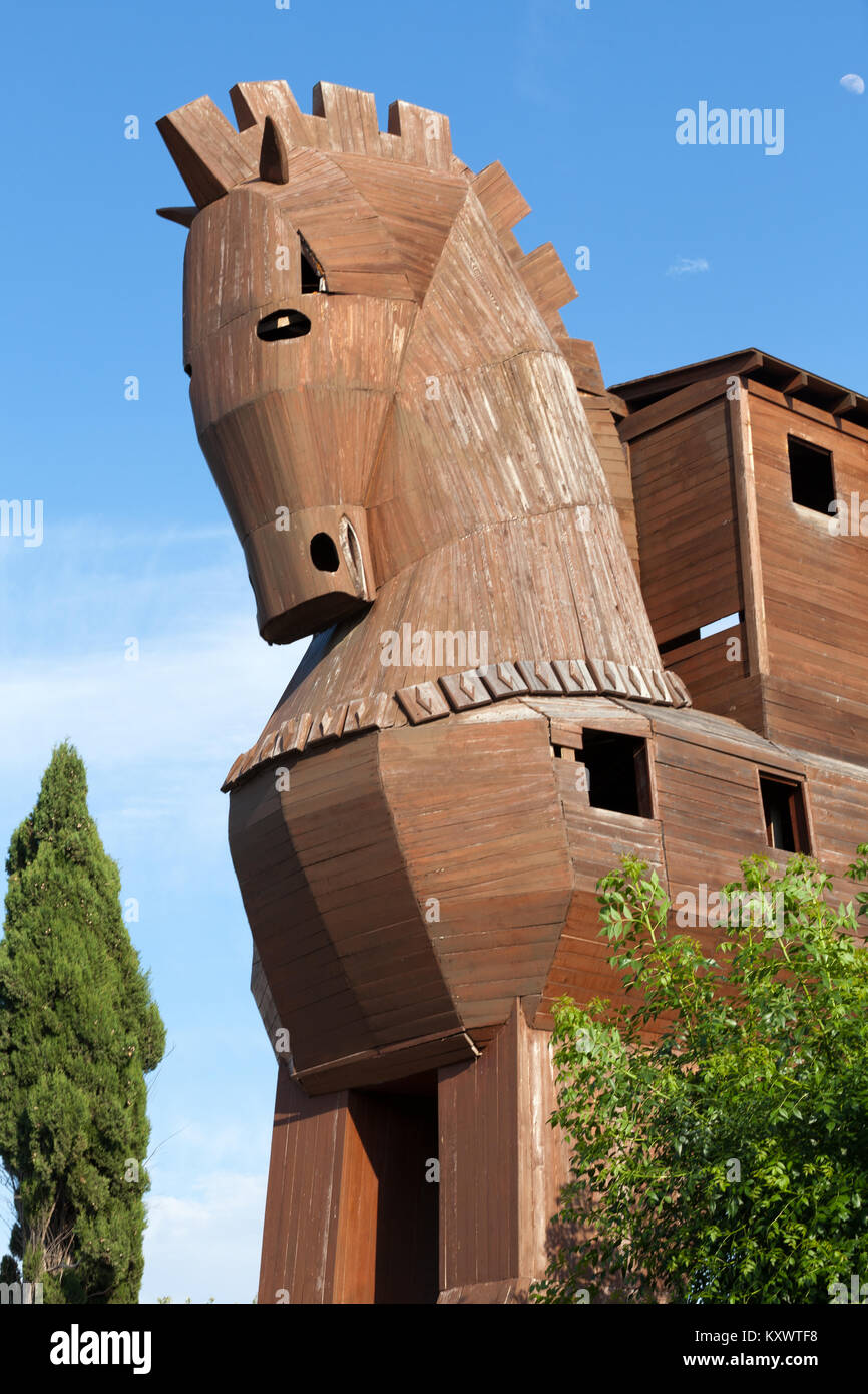 Cavallo di Troia si trova in Troy, Turchia Foto Stock