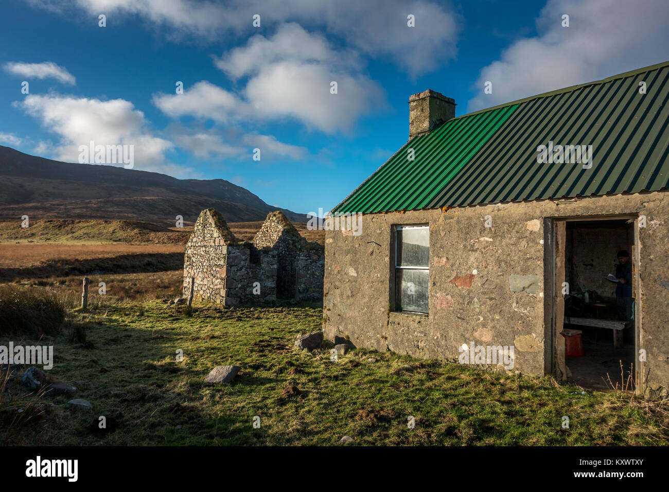 Paesaggio fuori Proaig Bothy e rovinato insediamento, vicino Ardtalla, isola di Islay, Scozia Foto Stock