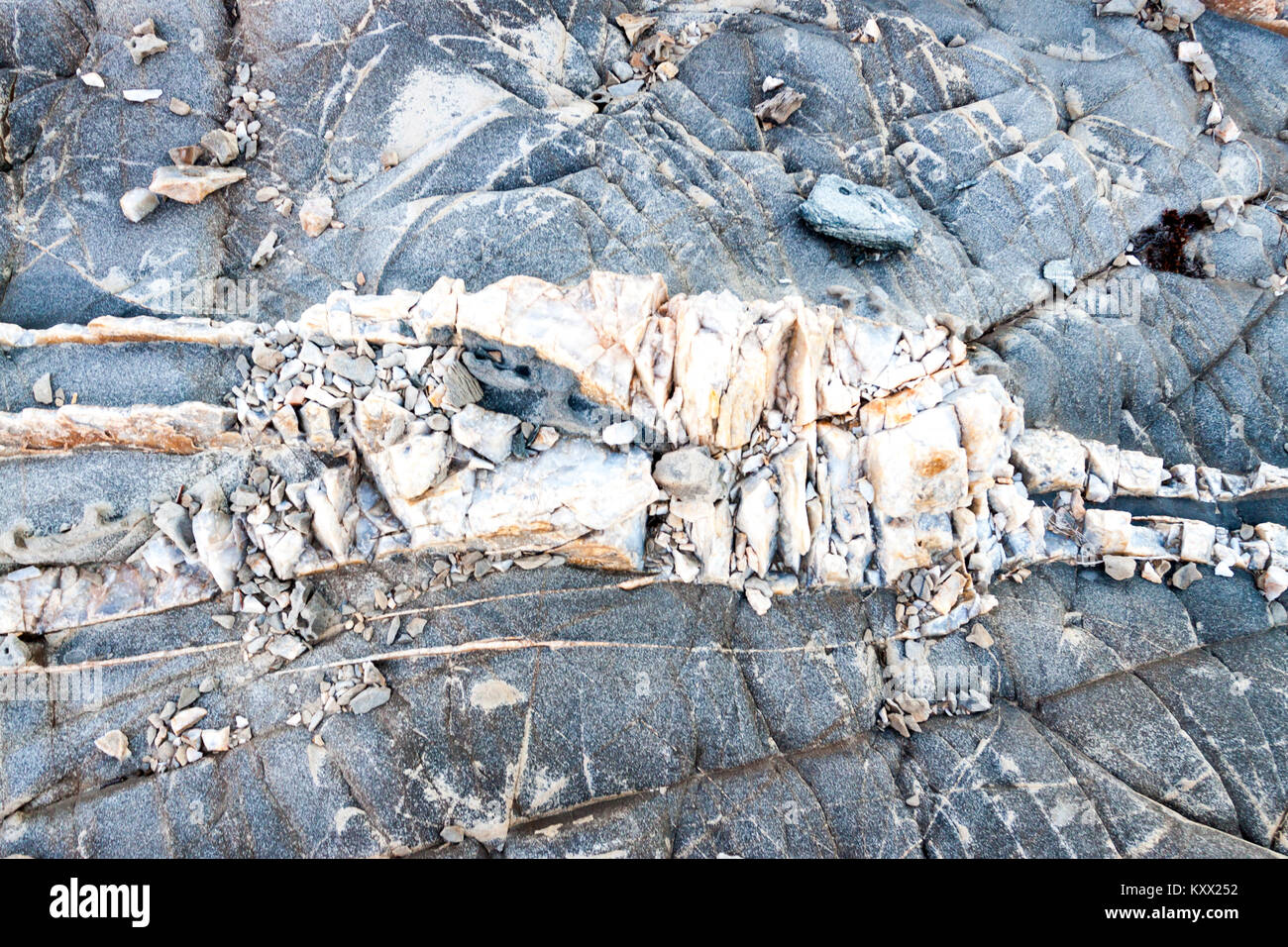 Formazione di roccia sagomati da venti di mare. La Pelosa, SARDEGNA. Italia Foto Stock