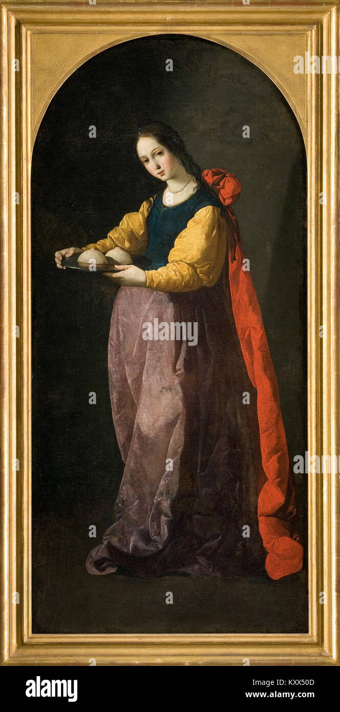 Francisco de Zurbarán è stato un pittore barocco spagnolo del XVII secolo rinomato per le sue opere d'arte religiose e nature morte, notevole per il loro realismo, la luce e la profondità spirituale. Foto Stock