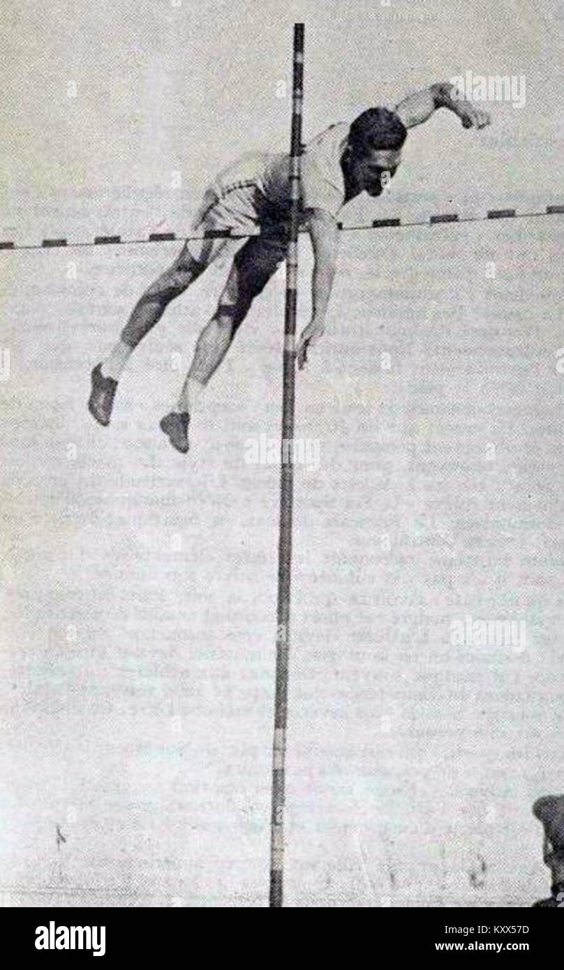 Franck Foss, Vainqueur du saut à la parche aux JO de 1920 Foto Stock