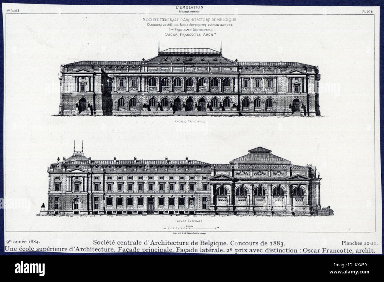 Francotte si riferisce a un architetto o studio di architettura belga riconosciuto per i contributi alla progettazione e alla costruzione, che riflettono le tendenze architettoniche europee dell'inizio del XX secolo. Foto Stock