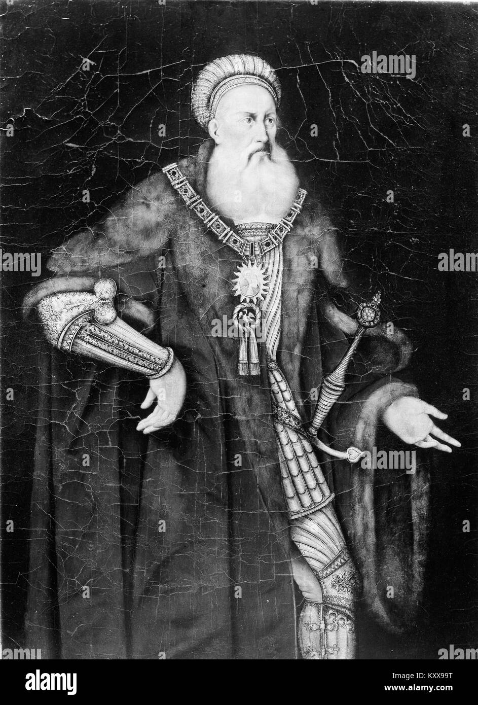 Federico i (1460-1536) fu il margravio di Brandeburgo-Ansbach, una figura chiave nella storia tedesca durante il periodo rinascimentale. Il suo governo fu significativo nel plasmare la politica e la cultura della regione. Foto Stock