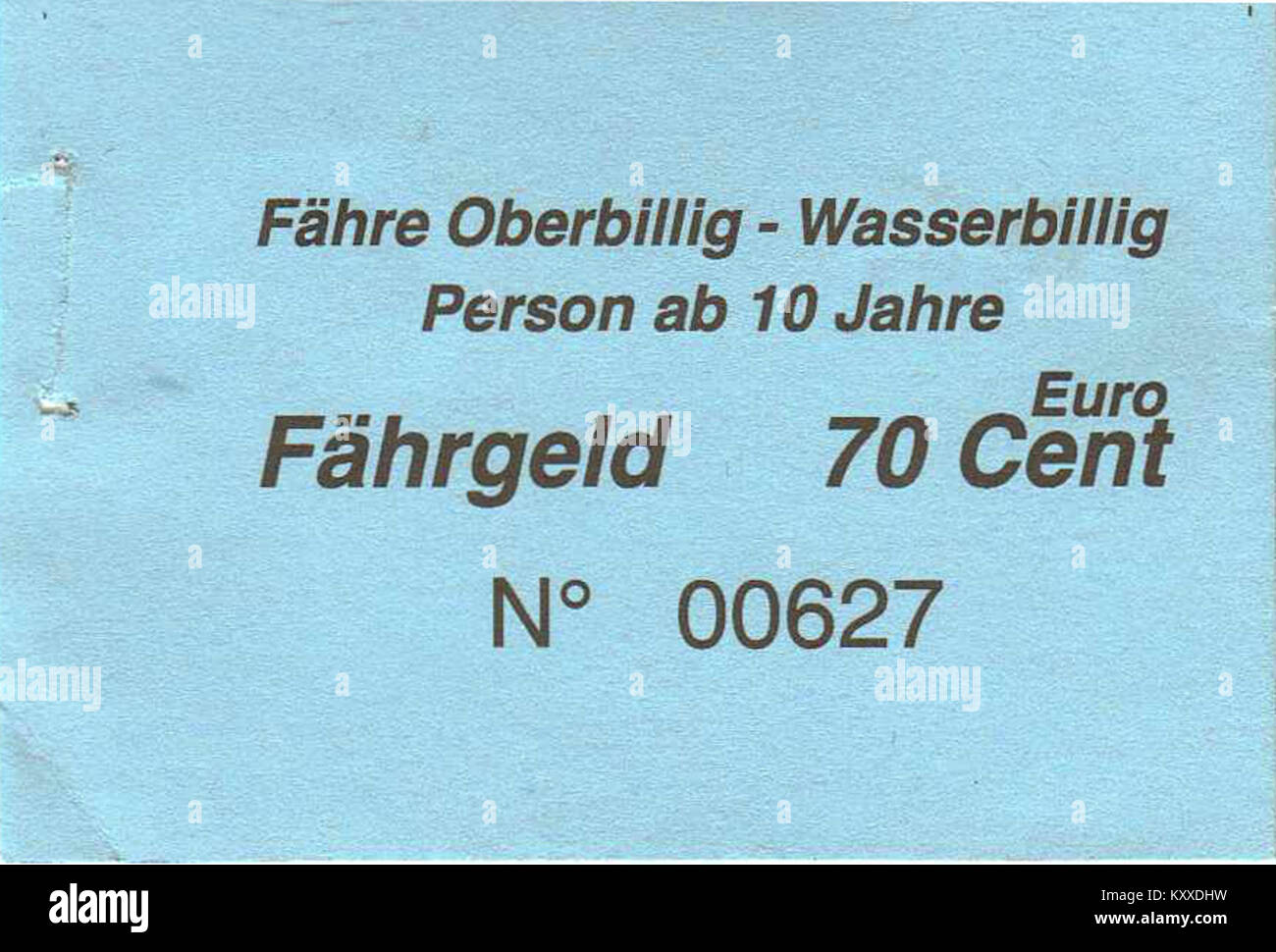 Fährticket Oberbillig-Wasserbillig persona ab 10 Jahre 2012 Foto Stock