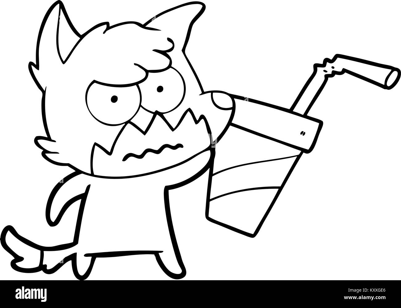 Cartoon malsana fox con il cibo spazzatura Illustrazione Vettoriale