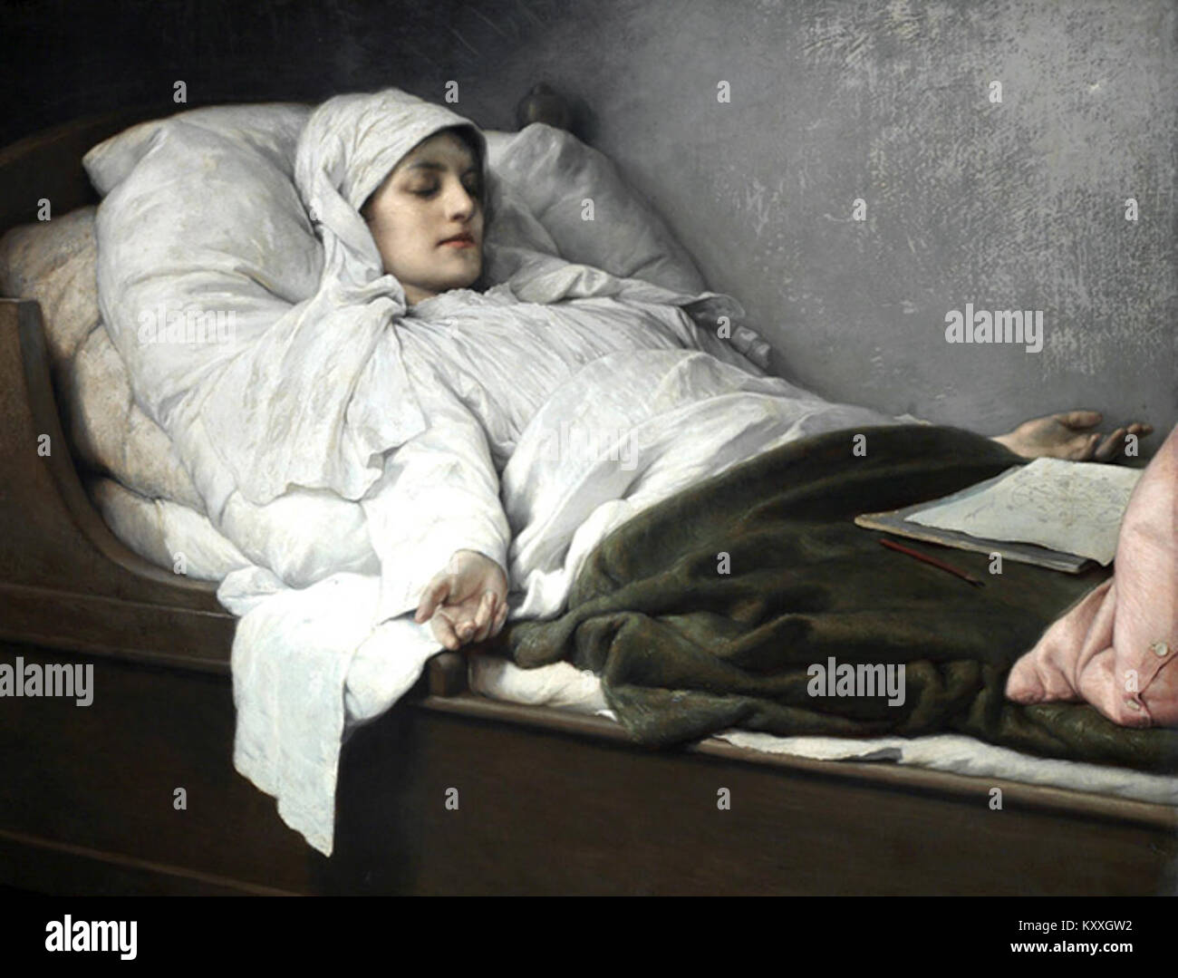 Il dipinto di Gabriel von Max del 1892 "la Seeress of Prevorst" raffigura una donna in una scena mistica, illustrando temi sovrannaturali nell'arte europea del XIX secolo. Foto Stock