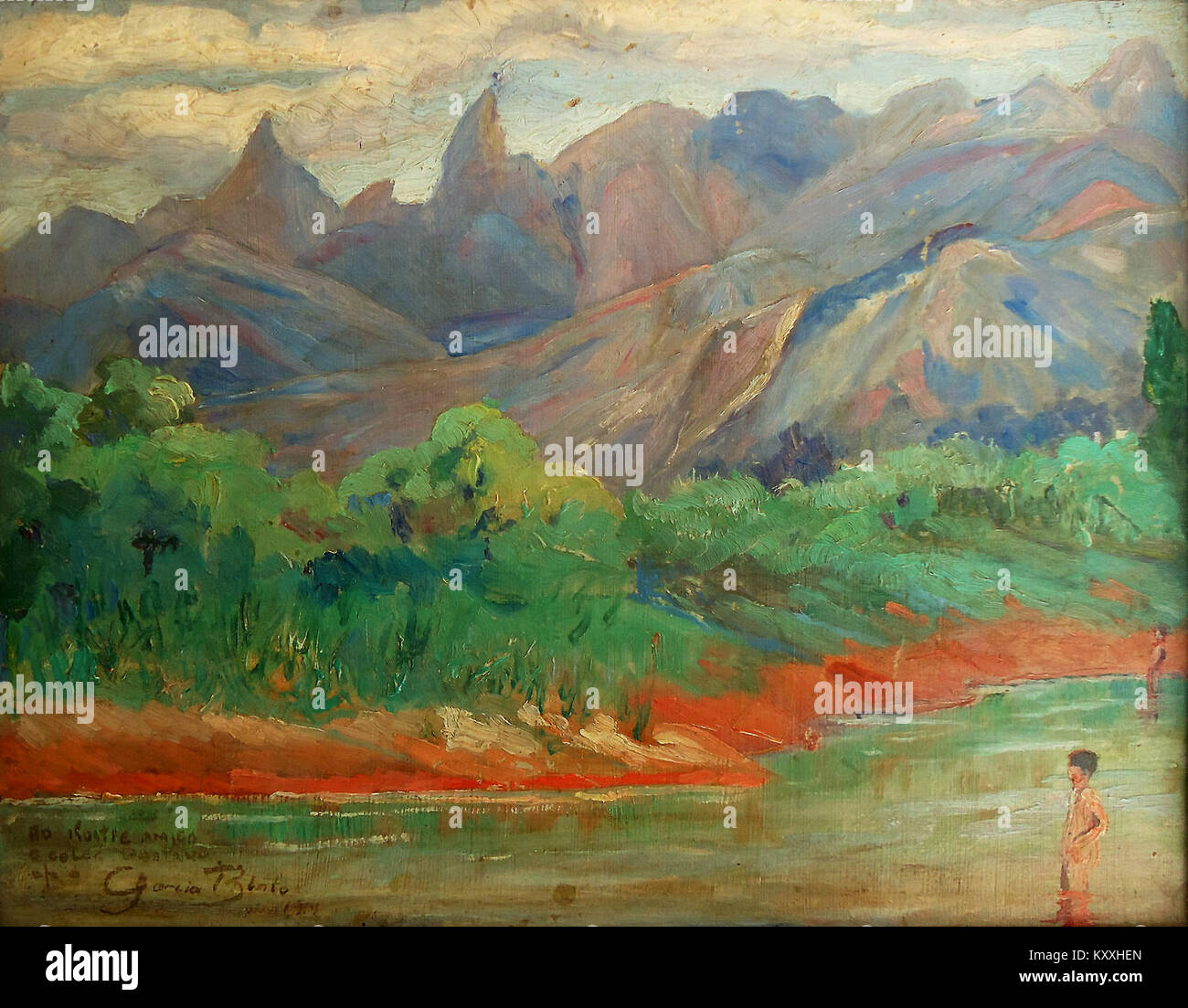 Dipinto ad olio di Garcia Bento di Teresópolis, Brasile, creato intorno al 1914–1919 su pannello di legno, raffigurante l'espressione artistica brasiliana dell'inizio del XX secolo. Foto Stock