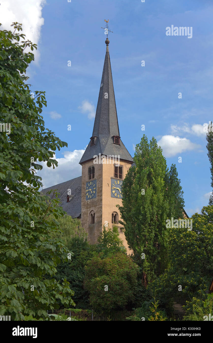 Chiesa di Santa Maria Assunta a Neumagen-Dhron, vino più vecchio villaggio di Germania, Mosella, Renania-Palatinato, Germania, Europa Foto Stock