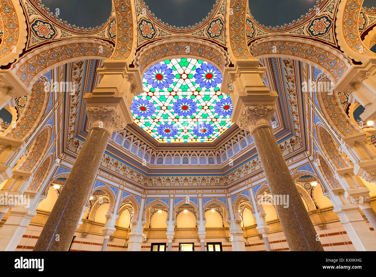 Decorazioni della Biblioteca Nazionale e Universitaria di Sarajevo, Bosnia ed Erzegovina. Foto Stock