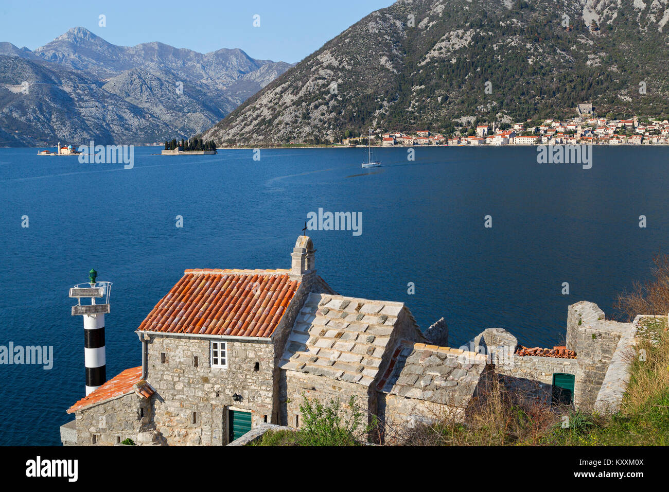 La Baia di Kotor nel Mare Adriatico, Montenegro Foto Stock