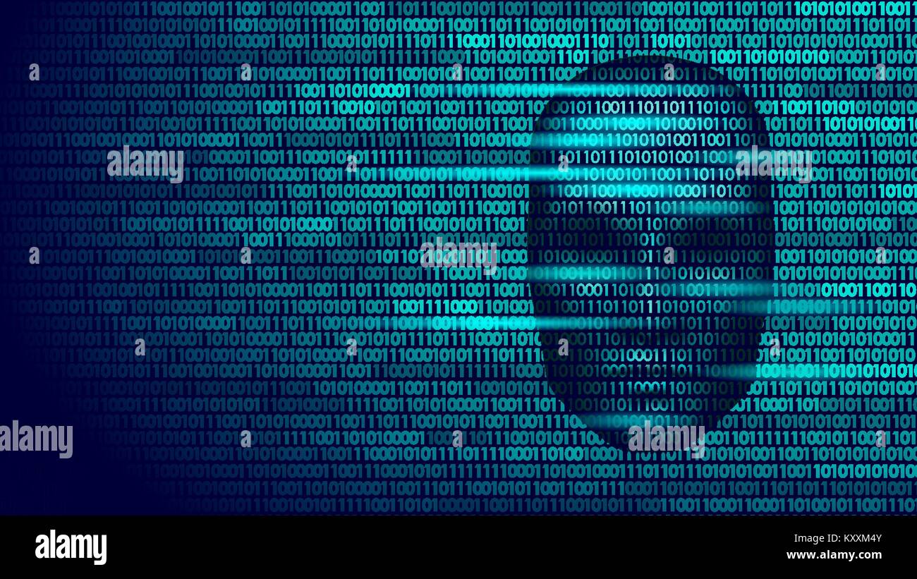 Hacker di intelligenza artificiale robot pericolo volto scuro. Cyborg codice binario di testa online shadow hack alert dati personali intelletto mente informazioni virtuale illustrazione vettoriale Illustrazione Vettoriale