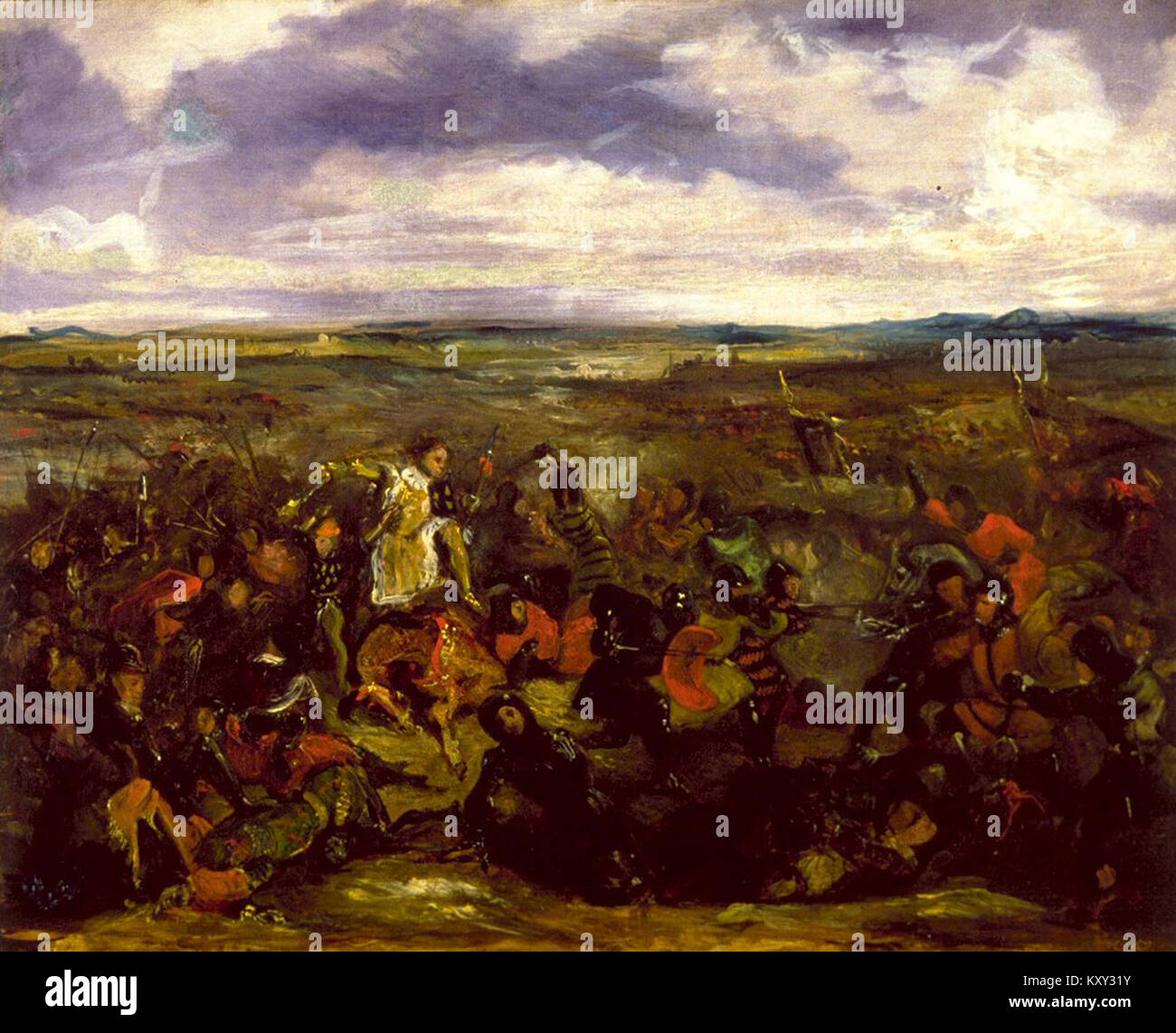 Eugène Delacroix - bozzetto per la battaglia di Poitiers - Walters 37110 Foto Stock