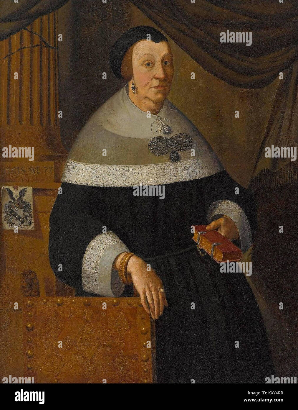 Il *Bildnis einer 77-jährigen Frau* di Georg Hintz (Ritratto di una donna di 77 anni) è un ritratto dettagliato che cattura la dignità e l'espressione di una donna anziana. Il lavoro dimostra la maestria di Hintz nella ritrattistica e la sua sensibilità alla profondità psicologica. Foto Stock