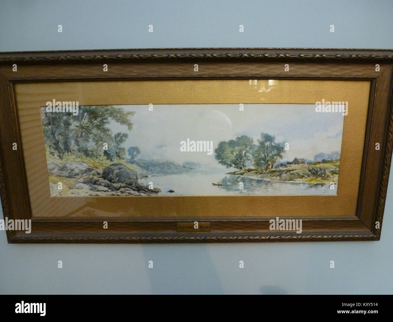 Nel dipinto *sul Tamigi* di George F. Hargitt del 1926, l'artista cattura una vista panoramica del Tamigi a Londra. Il pezzo mette in risalto il paesaggio iconico e l'atmosfera della Londra dei primi anni del XX secolo. Foto Stock