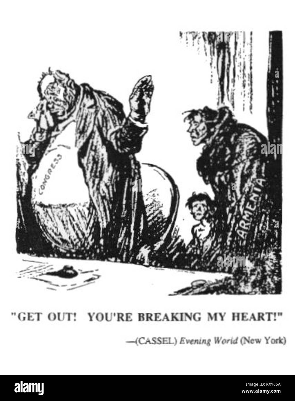 Un'immagine storica che fa riferimento al genocidio armeno del 1915, raffigurante sofferenze emotive e umane durante le deportazioni di massa e le uccisioni degli armeni nell'Impero ottomano. Foto Stock