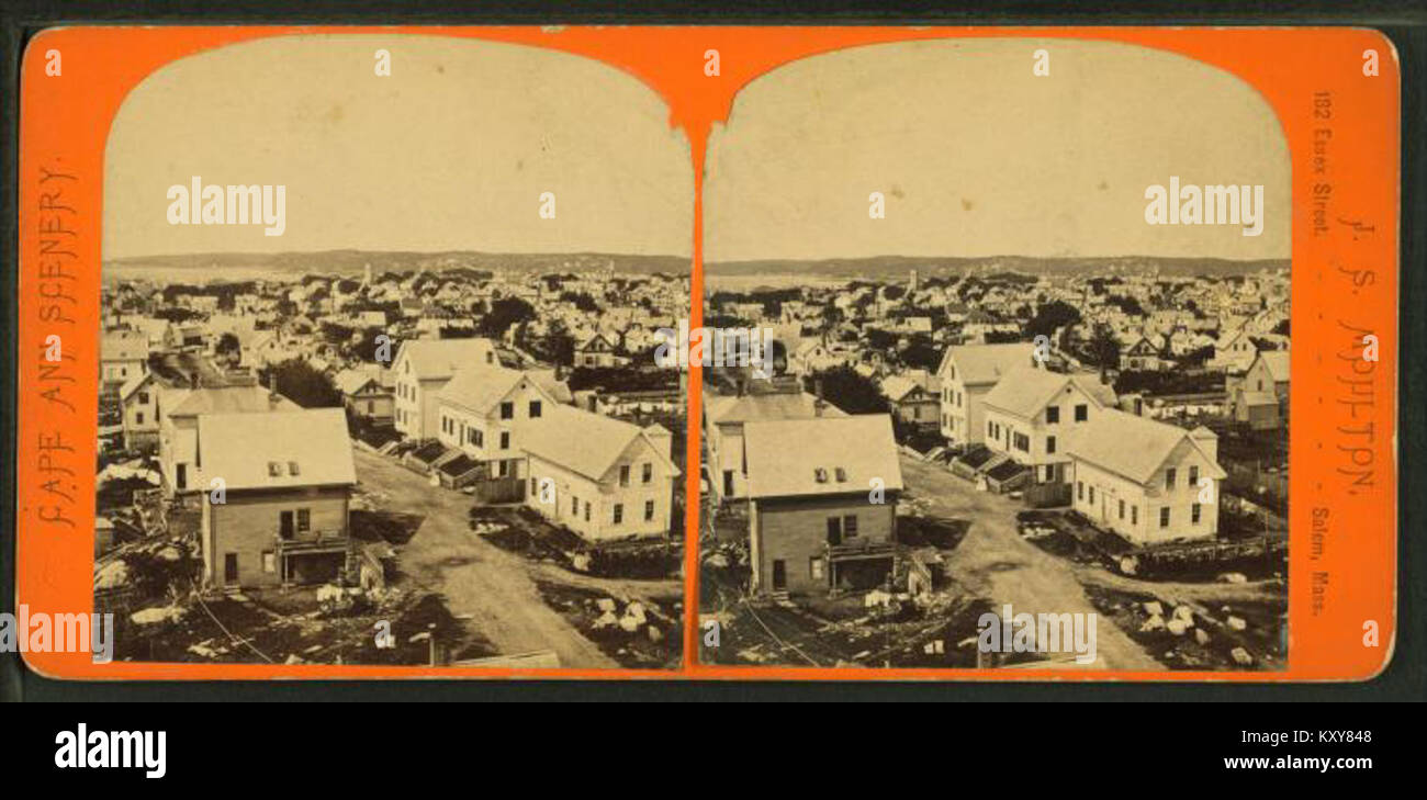 Fotografia di John S. Moulton che raffigura il paesaggio del XIX secolo di Gloucester, il layout urbano e le caratteristiche architettoniche, riflettendo l'ambiente storico e culturale della città. Foto Stock