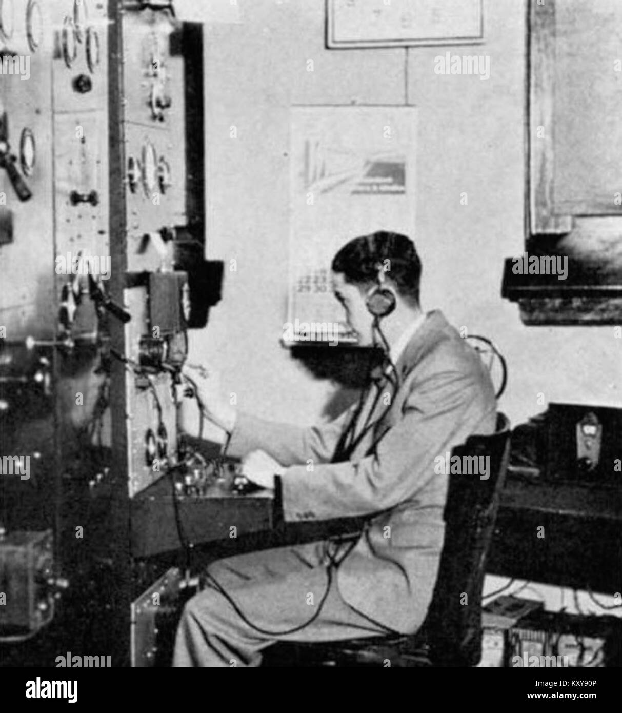 Gordon Sherman è stato capo ingegnere presso la stazione radio WEW di St Louis, Missouri nel 1933, un ruolo fondamentale nella prima trasmissione americana e nello sviluppo tecnologico nell'industria radiofonica. Foto Stock
