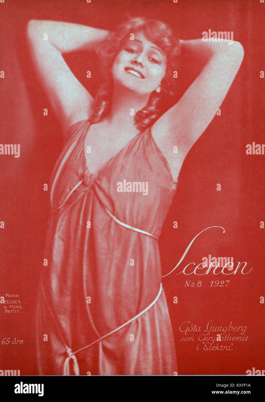 Una scena del 1927 con Göta Ljungberg, nota per i suoi contributi al teatro e al cinema svedese. Questo cattura un momento della sua carriera artistica, mostrando l'atmosfera culturale del periodo. Foto Stock