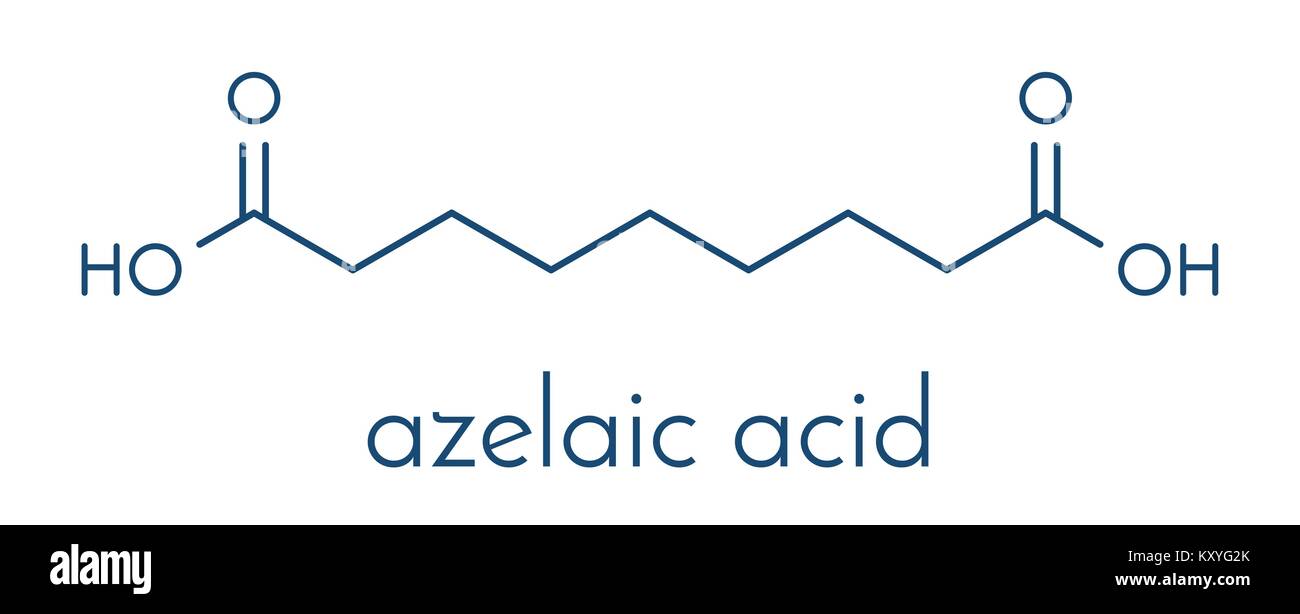 Acido Azelaico (acido nonanedioic molecola). Utilizzato nel trattamento di  acne e rosacea. Formula di scheletro Immagine e Vettoriale - Alamy