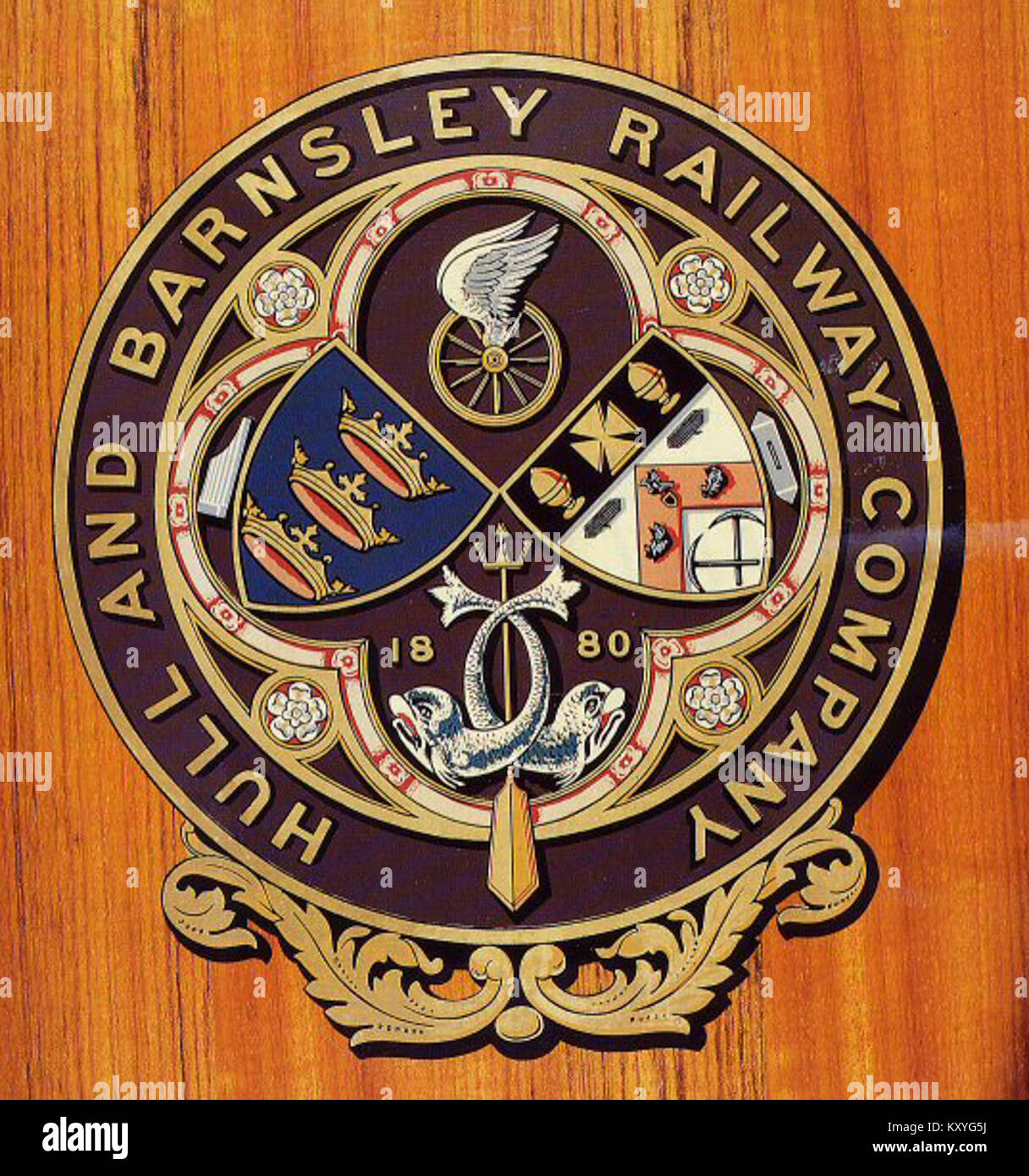 Lo stemma H&BRyCo simboleggia l'identità dell'azienda, rappresentandone il significato storico, il patrimonio aziendale e l'eredità del marchio. Foto Stock