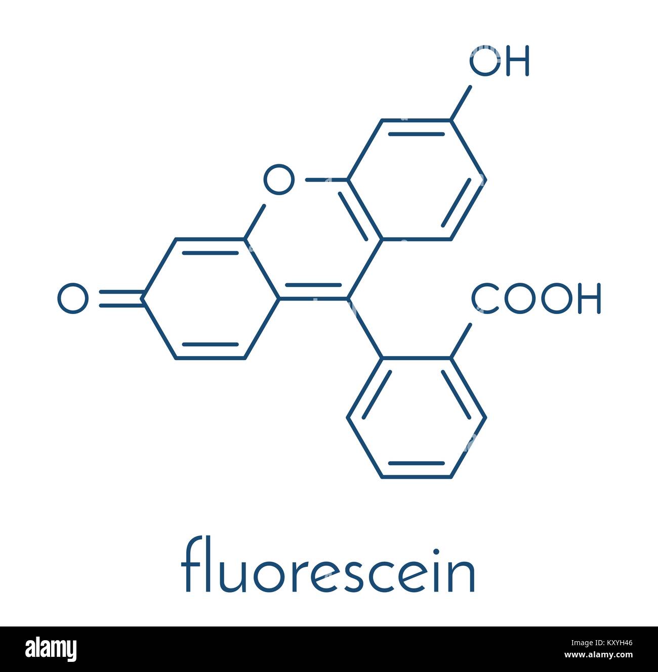 La fluoresceina molecola fluorescente. Formula di scheletro. Illustrazione Vettoriale