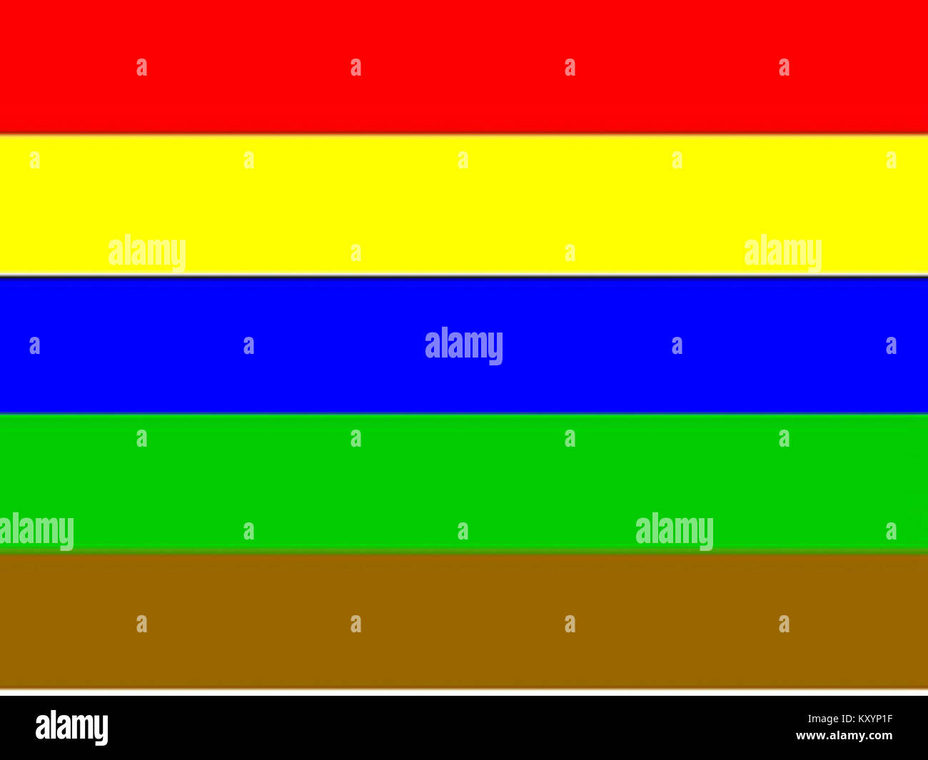 La bandiera del popolo Hausa, un gruppo etnico dell'Africa occidentale, combina cinque strisce orizzontali, comunemente rosse, gialle, blu indaco, verde e cachi, ed è usata come emblema culturale dell'identità e del patrimonio hausa. Foto Stock