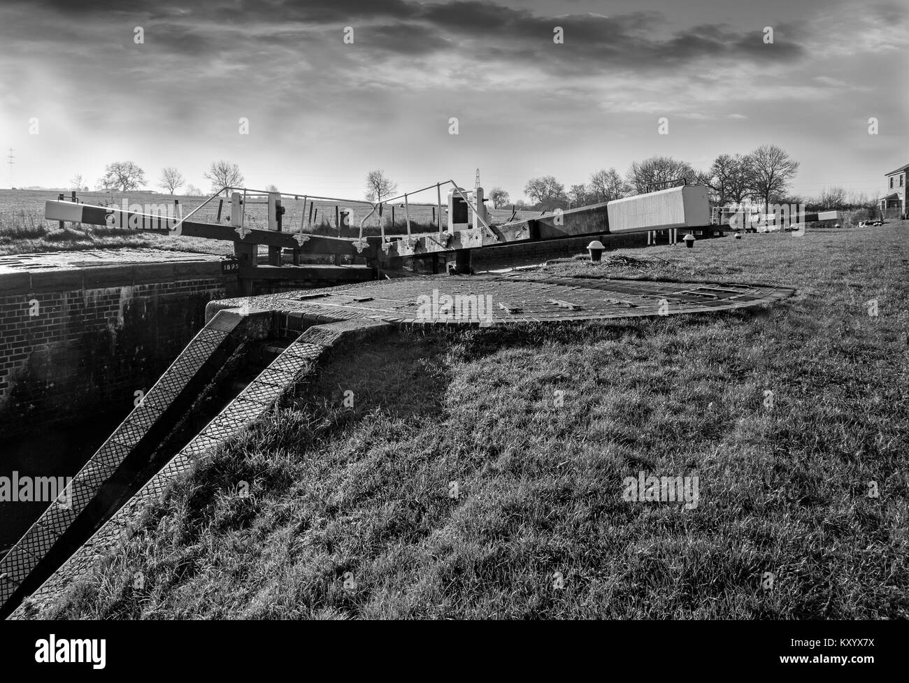 Canal bloccare il portellone sul Grand Union a Kibworth, Leicestershire. Foto Stock