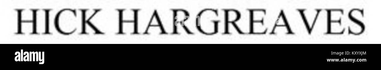 Hick & Hargreaves, una società britannica nota per il suo marchio, è stata coinvolta nella produzione di prodotti come tessili e abbigliamento. Questo marchio è stato utilizzato per indicare la qualità e l'artigianalità durante gli anni di attività dell'azienda. Foto Stock