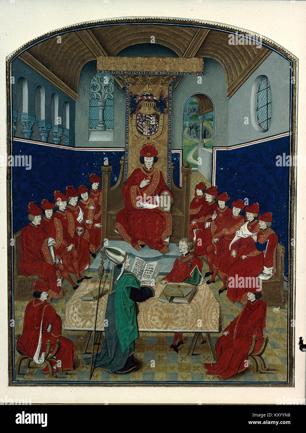 Histoire de la Toison d'or de Guillaume Filastre - BM Dijon MS2948 (Chapitre présidé par Charles le Téméraire) Foto Stock