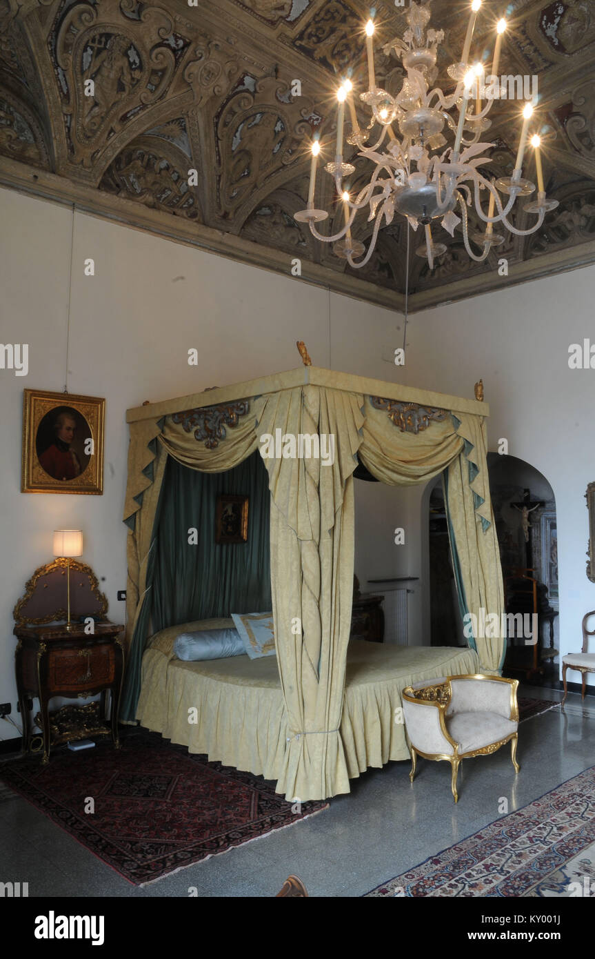 Camera da letto, Palazzo Andrea Doria, 2013, Villa del Principe, Genova, liguria, Italy. Foto Stock