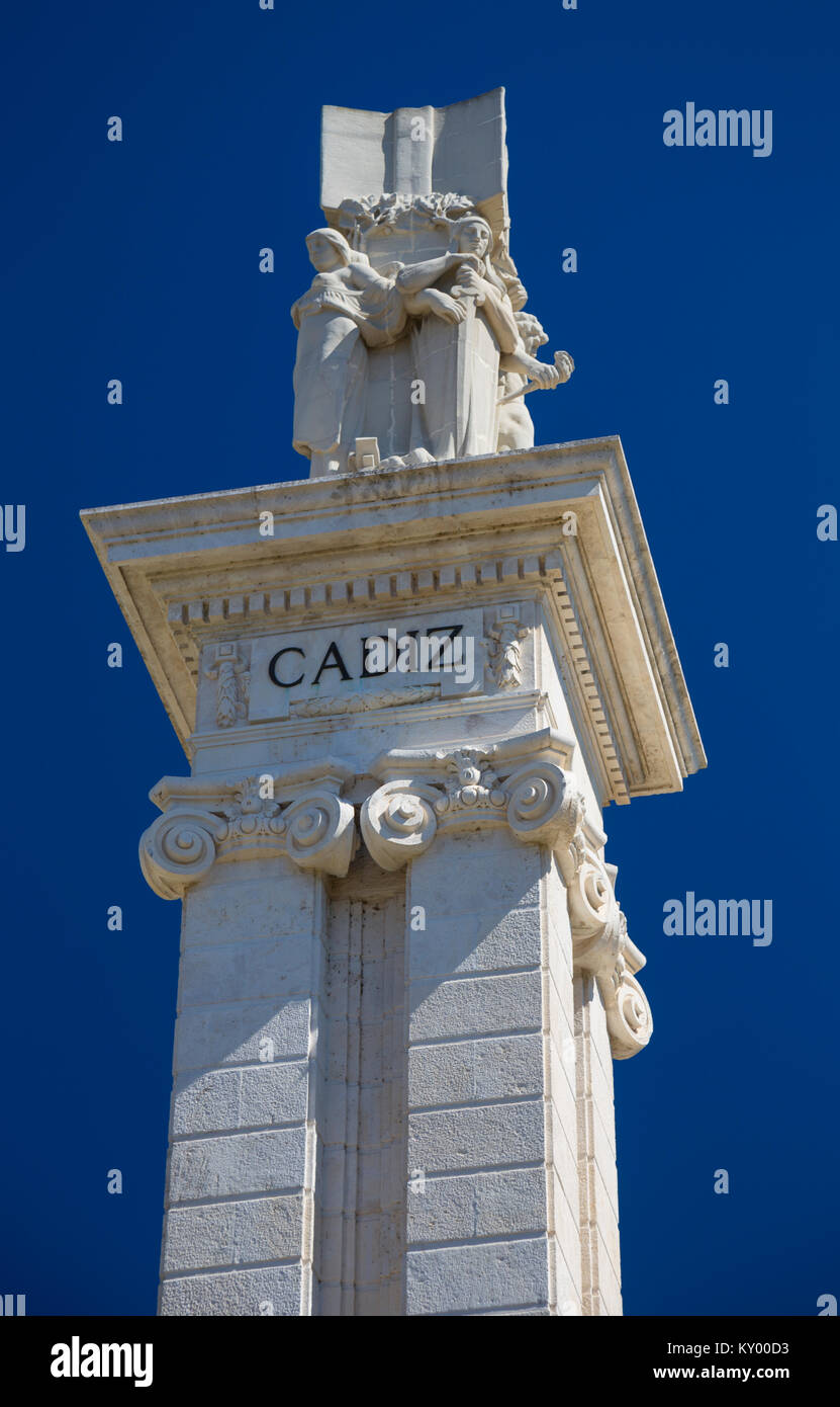 Plaza de España a Cadiz,Spagna la commemorazione della Costituzione spagnola di 1812. Foto Stock