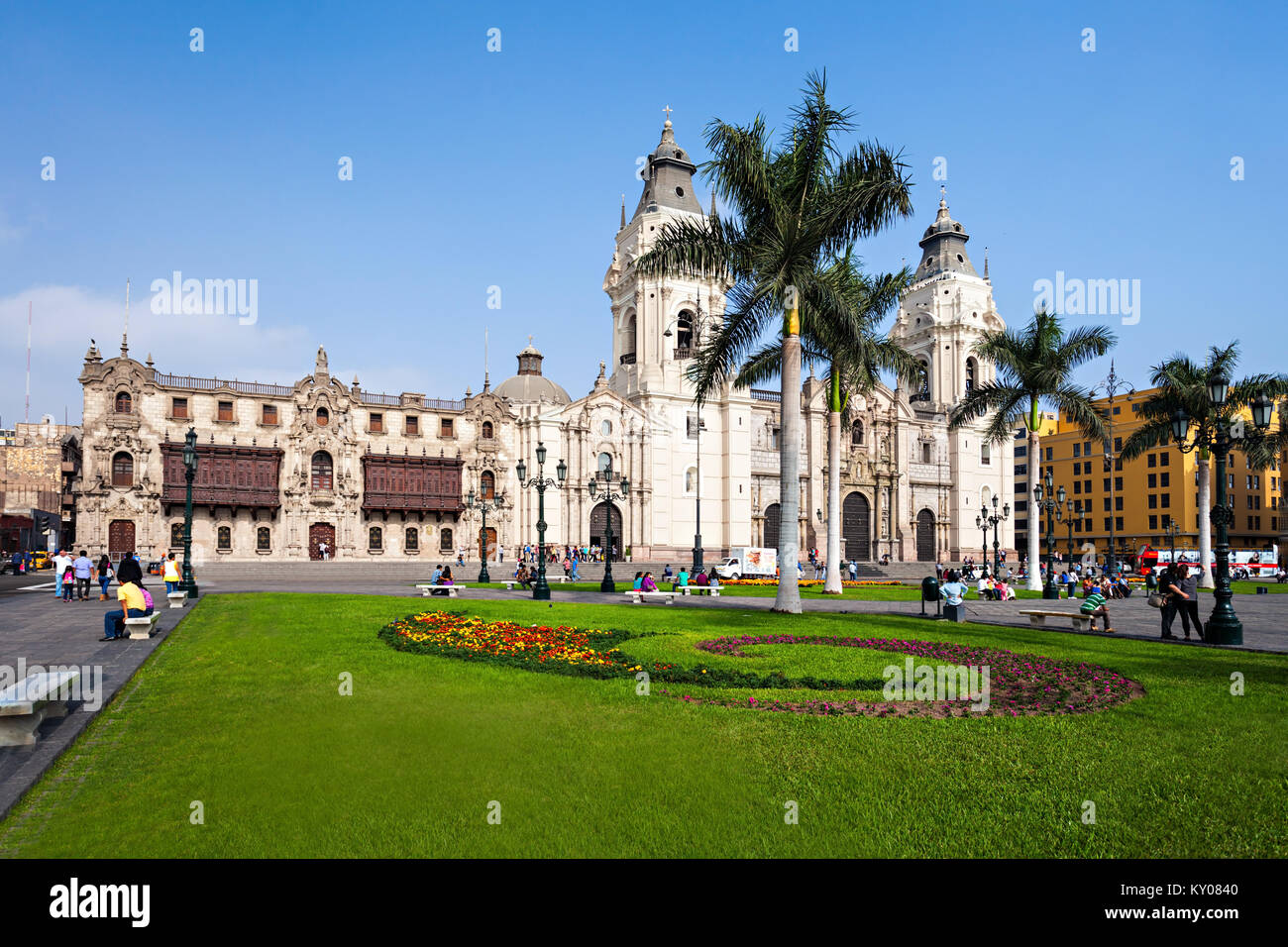 LIMA, Perù - 10 Maggio 2015: nella Basilica Cattedrale di Lima è una cattedrale cattolica romana situato in Plaza Mayor a Lima in Perù Foto Stock