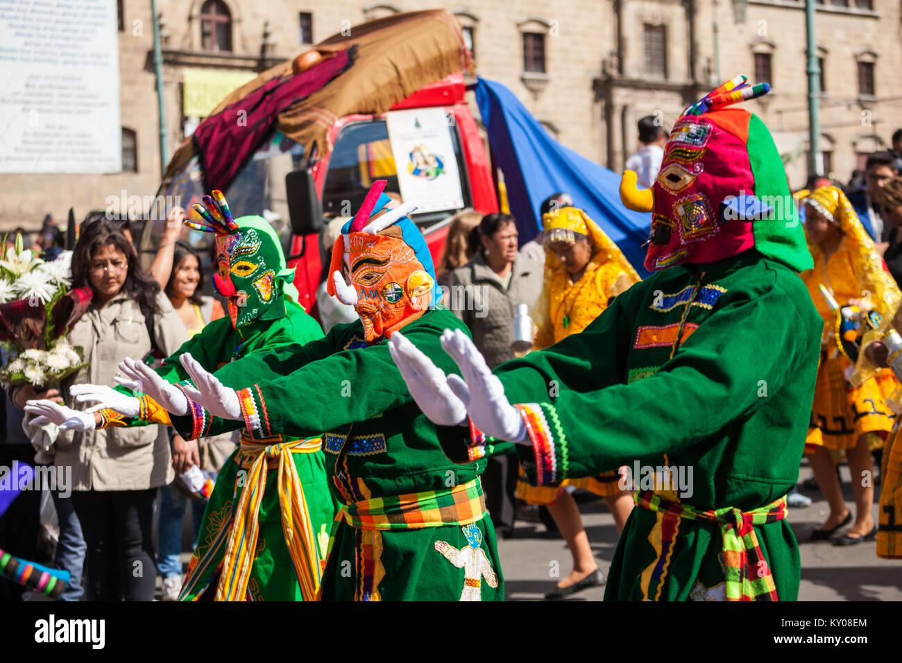 LA PAZ, BOLIVIA - Maggio 17, 2015: etnico street festival di La Paz in Bolivia. Foto Stock