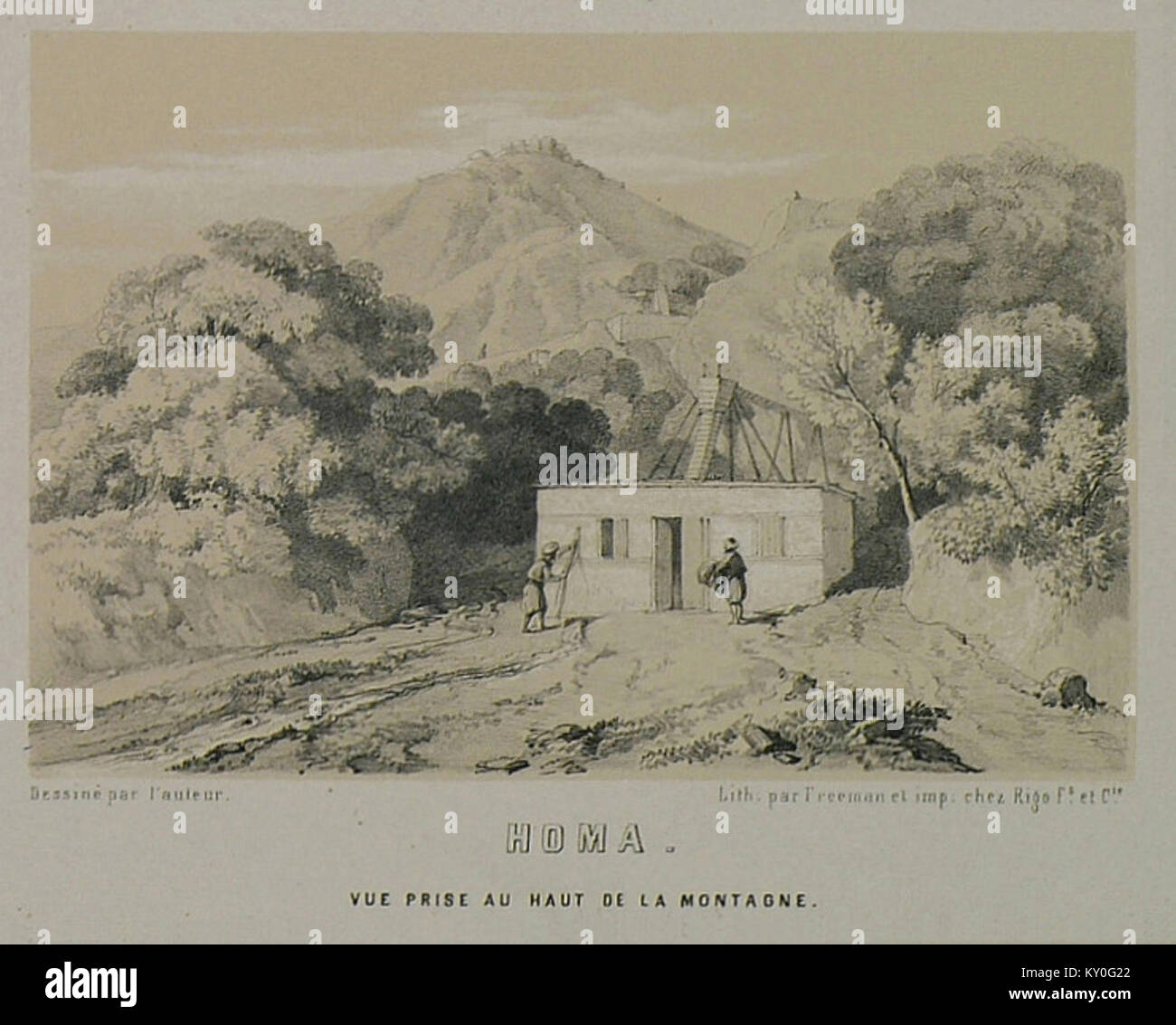 Homa Vue prise au haut de la montagne - Laborde Léon Emmanuel Simon Joseph - 1838 Foto Stock