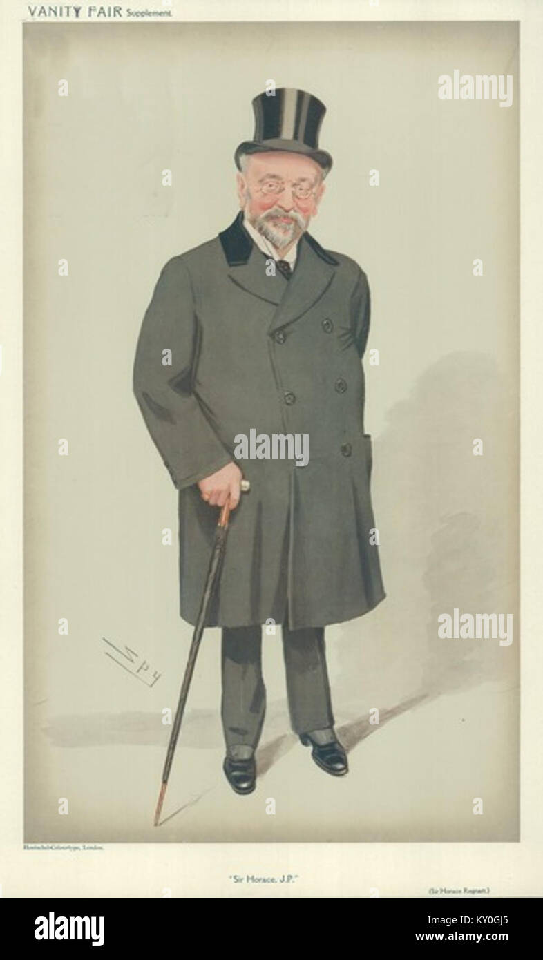 Una caricatura di Horace Regnart pubblicata su Vanity Fair il 17 febbraio 1909, raffigurante la sua somiglianza nello stile satirico distintivo della rivista. Foto Stock